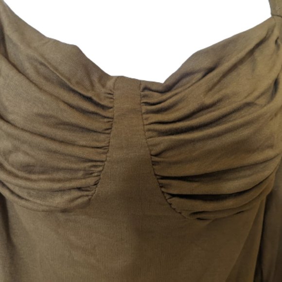 Olive Green Long Sleeve Shirt with Sweetheart Neckline Size 1XL - Picture 3 of 4